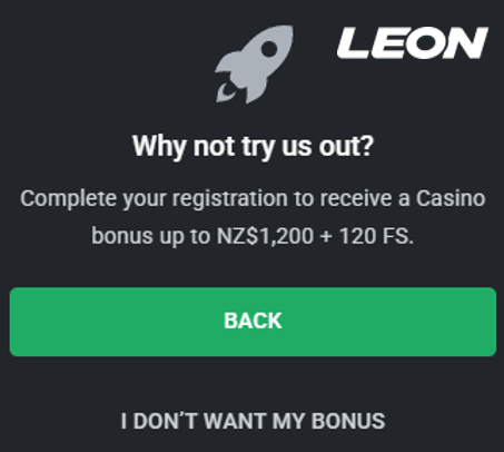 Registration Bonus at Leon Bet